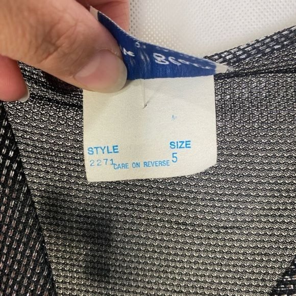 Vintage 80s Womens shiny dress silver top black skirt size 5 - Picture 2 of 9